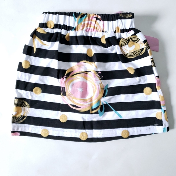 6-12M Striped Skirt Gold White Black Pink Floral - Picture 2 of 2